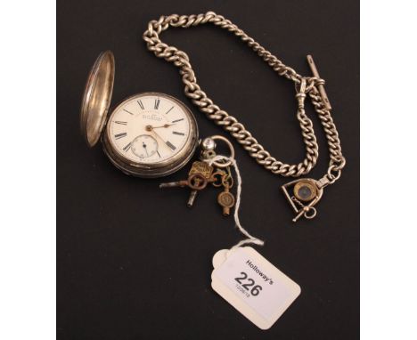 A mid Victorian silver hunting cased lever chronometer, with white enamel dial, Roman numerals subsidiary seconds, the dial s