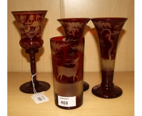 A Victorian pink and cream  glass basket, with uranium tinted rim and textured loop handle, together with a pair of shaded pi