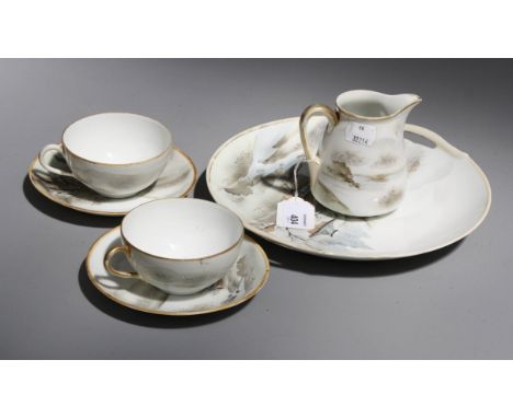 A Noritake part tea service, comprising eleven cups, sixteen saucers, twelve tea plates, two cake plates, slop bowl, sugar an