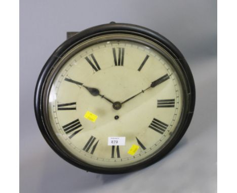 A Victorian mahogany wall clock, the eight-day single fusee four pillar movement faced by a twelve inch enamel Roman dial