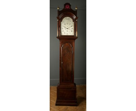 A George III London mahogany cased 8 day longcase clock, by Thomas Oliver Cranbook, with silvered dial and caddy top, 243cm h