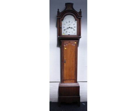 A George III 8 day longcase clock, by George Parker Wisbech, with white painted dial and caddy top, 217cm