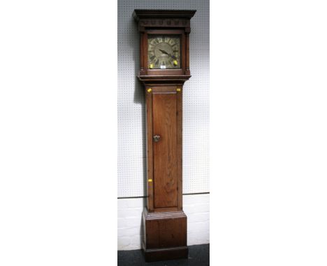 John Jones, Wormbridge, a mid/late 18th century oak longcase clock movement, in a later case, single hand ten inch brass dial