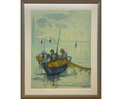 LIMITED EDITION (250) SILKSCREEN OF FISHERMEN ON THE SEA OF GALILEE BY BEN ZION-MAGAL