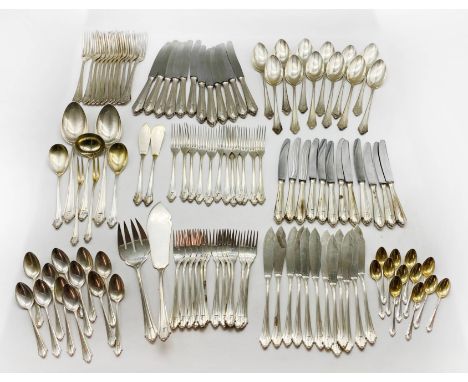 A LARGE GERMAN 800 SOLID SILVER CANTEEN OF CUTLERY (NOT BOXED) APP. WEIGHT 4.2KG This Canteen of Cutlery Consists of 12 Dinne
