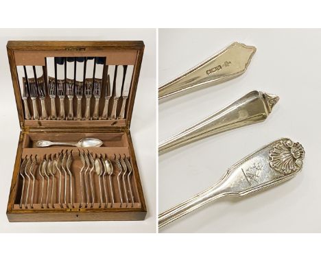 H/M SILVER CANTEEN OF CUTLERY APPROX WEIGHT (WITHOUT THE KNIVES) - 1035 GRAMS/36OZS (IMP)