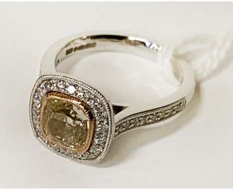 FANCY LIGHT YELLOW 1 CARAT S12 DIAMOND &amp; PLATINUM RING WITH GIA CERTIFICATE