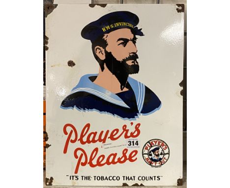 ENAMEL PLAYERS CIGARETTE SIGN