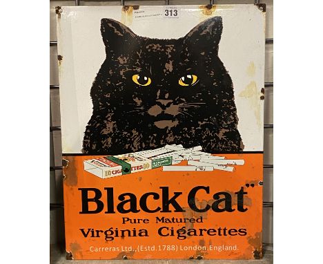 ENAMEL BLACK CAT CIGARETTES SIGN