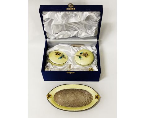 SILVER &amp; ENAMEL CONDIMENT SET CHINESE