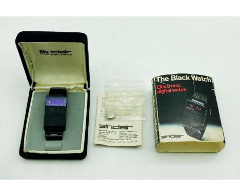 SINCLAIR THE BLACK WATCH - ELECTRONIC DIGITAL WATCH WITH BOX PAPER CASE AND RECEIPTAS FOUNDBATTERY INCLUDED / NOT TESTED