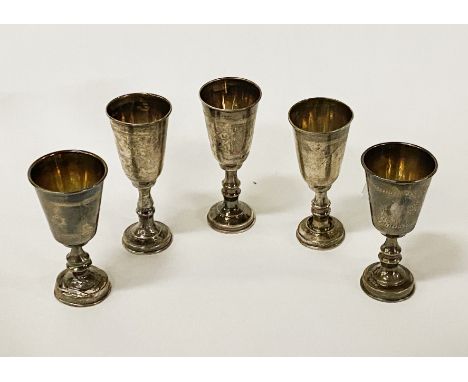5 H/M SILVER KIDDISH CUPS - 3 OZS APPROX