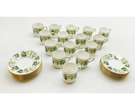 WEDGWOOD SANTA CLARA FIFTEEN COFFEE CUPS AND SAUCERS W4114 DECORATED WITH A HANGING GRAPE VINE MOTIF