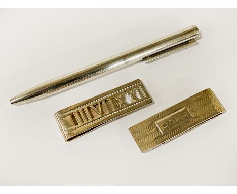 H/M SILVER TIFFANY &amp; CO BALLPOINT PEN WITH TWO TIFFANY &amp; CO MONEY CLIPS
