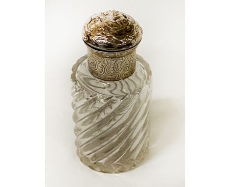 H/M SILVER TOPPED PERFUME BOTTLE NEOCLASSICAL STYLE - 15.5 CMS (H) APPROX