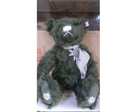 A Steiff Edelweiss Bear, Alpine Flowers series - 38cm, mohair, limited edition, number 1173 of 1500 - with original certifica