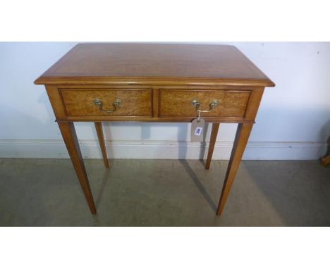 A birch side table with two drawers, 75cm wide x 43cm D x 76cm H - made by a local craftsman to a high standard 