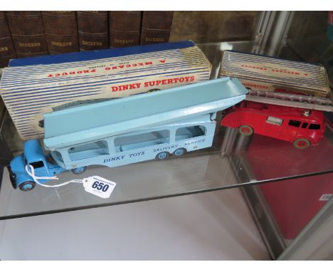 A Dinky Supertoys Pullmore car transporter 982 together with a 955 fire engine with extendable ladder, both with original box