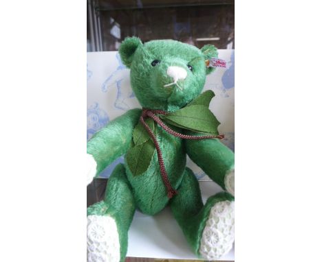 A Steiff Club Edition 2014 teddy bear Chestnut, in green, 33cm, mohair, production limited to the year 2014  - with original 