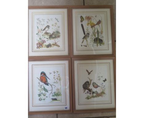 Four Marjorie Blamey prints, produced in memory of Josiah Wedgwood MP, in light wood frames - 43cm x 36cm, in good condition 