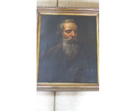 A 19th century oil on canvas portrait of bearded gentleman, unsigned, with Gwilym Ddu handwritten verso, approx 76cm x 66cm f