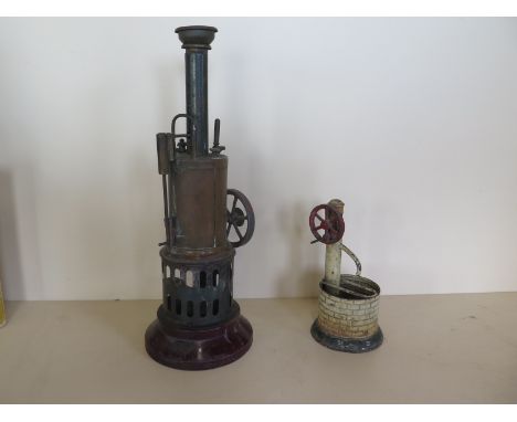 A Bavaria static engine, approx 14cm H, together with another static engine, approx 30.5cm H, both play worn 