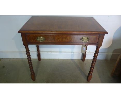 A burr walnut side table with a single drawer, 85cm W x 51cm D x 75cm H - made by a local craftsman to a high standard 