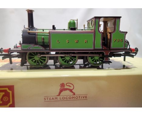 OO scale Hornby R3846, L.S.W.R Terrier tank, Green, 735, in excellent to near mint condition, damaged to inner packing. UK P&