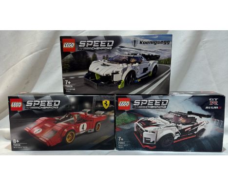 Three new and unopened Lego speed champions to include Ferrari 512 M, Koenigsegg Jesko, Nissan GT-R Nismo. UK P&amp;P Group 2