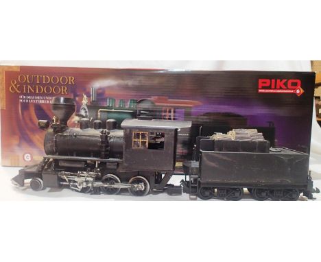 G scale Piko Mogul 2.6.0 and tender, Black, heavily weathered, in good condition, boxed. UK P&amp;P Group 1 (£16+VAT for the 