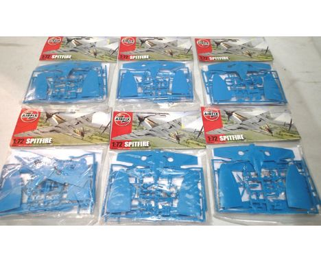 Six bagged Airfix Spitfire kits, appear complete/unchecked. UK P&amp;P Group 1 (£16+VAT for the first lot and £2+VAT for subs