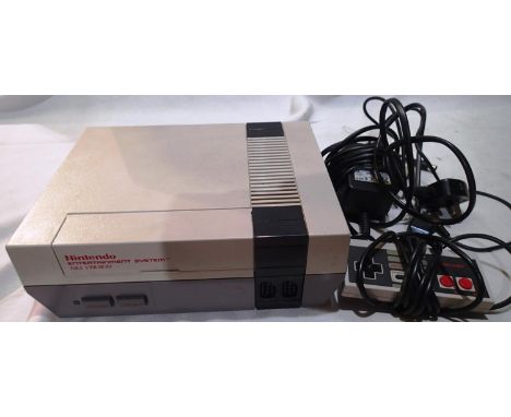 Nintendo NES version console with power pack and one controller. UK P&amp;P Group 1 (£16+VAT for the first lot and £2+VAT for