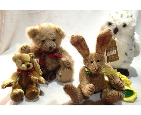 Four assorted bears/animals to include Past Times Easter bunny 1710/2000, H: 30 cm, Past Times jointed bear, H: 30 cm, Past T