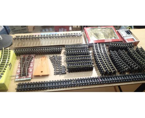 G scale rack including LGB station extension set, eight R1175 curves, twelve 1100 R600 curves, 12000 point and 1208 point, al