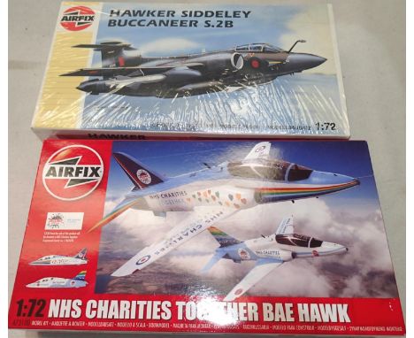 Two 1/72 scale aircraft kits, Buccaneer S.2B and NHS Charities Together Bae Hawk, both new/sealed. UK P&amp;P Group 1 (£16+VA