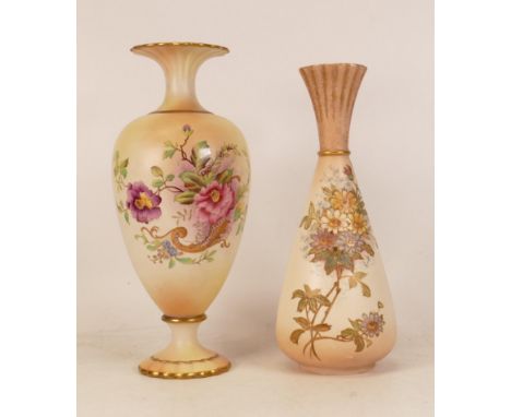 Carltonware Wiltshaw &amp; Robinson Ivory Blushware Rose &amp; Curlicue vase and Chrysanthemum vase, height of tallest 24.5cm
