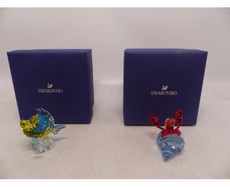 Swarovski Crystal Disney Figures from The Little Mermaid 'Sebastian' &amp; 'Flounder' (2) (In Original Boxes) 