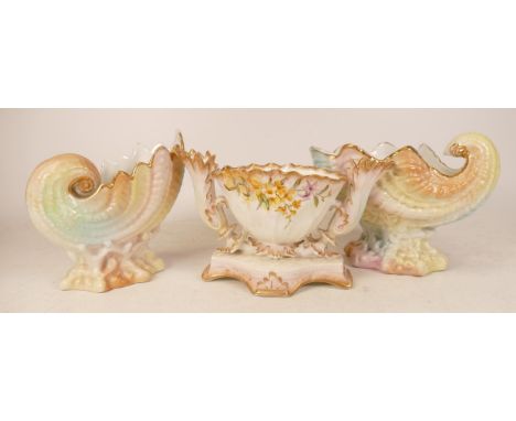 Carltonware Wiltshaw &amp; Robinson Ivory Blushware Items to include Garniture Vase and two Cornucopia Vases. (3) 
