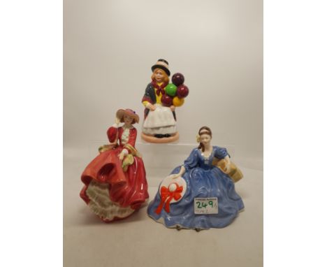 Royal Doulton Lady Figures Elyse HN2459, Top O' The Hill HN1834 &amp; Balloon Girl HN2818 (3) 
