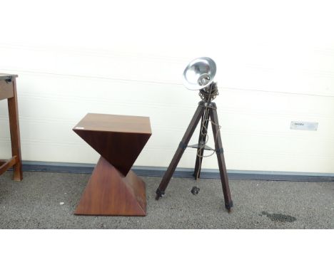 A Modern Side Table together with a Tripod Lamp. Height of tallest: 92cm (2) 