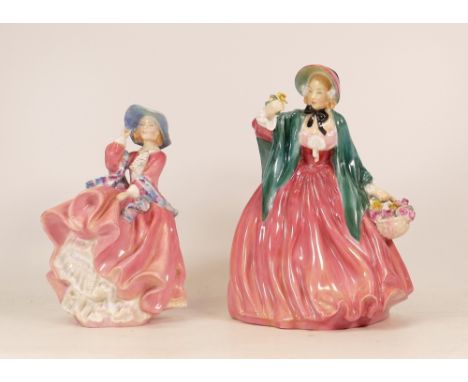 Royal Doulton lady figures Lady Charmian HN1949 (nibbles to petals) and Top O'Hill HN1848 (2) 