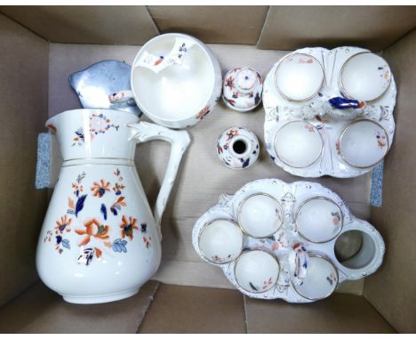 Carltonware Wiltshaw &amp; Robinson Blue &amp; White Imari Palette Floral Pattern Items to include Moustache Cup, Water Jug, 
