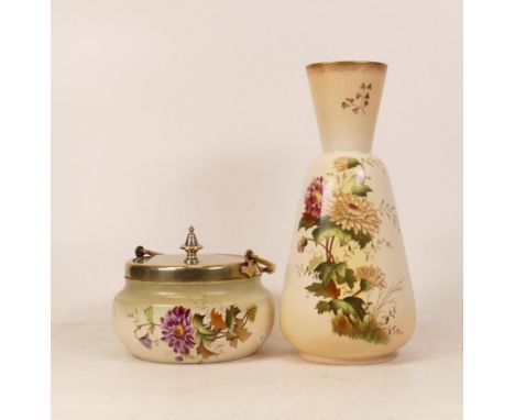 Carltonware Wiltshaw &amp; Robinson Ivory Blushware Chrysanthemum metal mounted condiment dish together with Chrysanthemum va