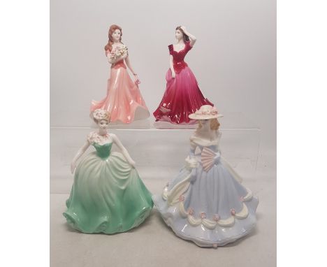 Coalport small lady figures to include Just For You, Epsom Summer Ball, Summer Bouquet and Poppy Ball (4). 