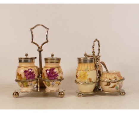 Two Carltonware Wiltshaw &amp; Robinson Cruet Sets in White Metal Mounts. (2) 