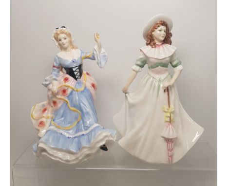 Royal Doulton lady figures England HN3627 and Jacqueline HN3689, both first quality (2). 
