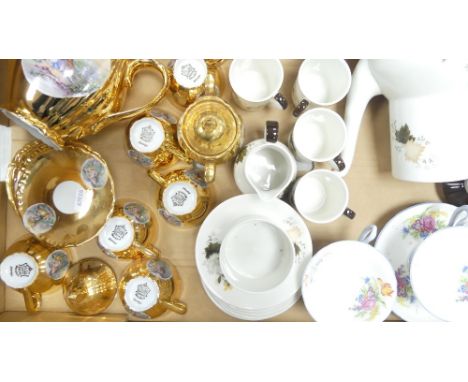 Tea and dinnerware to include Royal Doulton Westwood coffee set, Shelley cups and saucers and Bavaria gold coffee set (1 tray