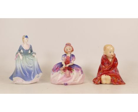Royal Doulton lady figures Monica HN1467, The Little Pig together with Coalport Taking The Air (3) 