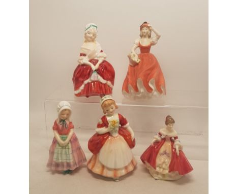 Royal Doulton small figures to include Southern Belle, Peggy, Tootles, Valerie and Coalport figure Andrea (5). 