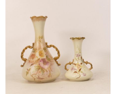 Carltonware Wiltshaw &amp; Robinson Ivory Blushware Petunia twin handled bud vase together with Catalpa twin handled bud vase